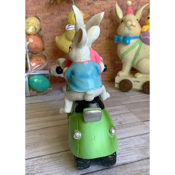 Bunny & Baby Bunny on Green Scooter Figurine - Picture 5 of 5